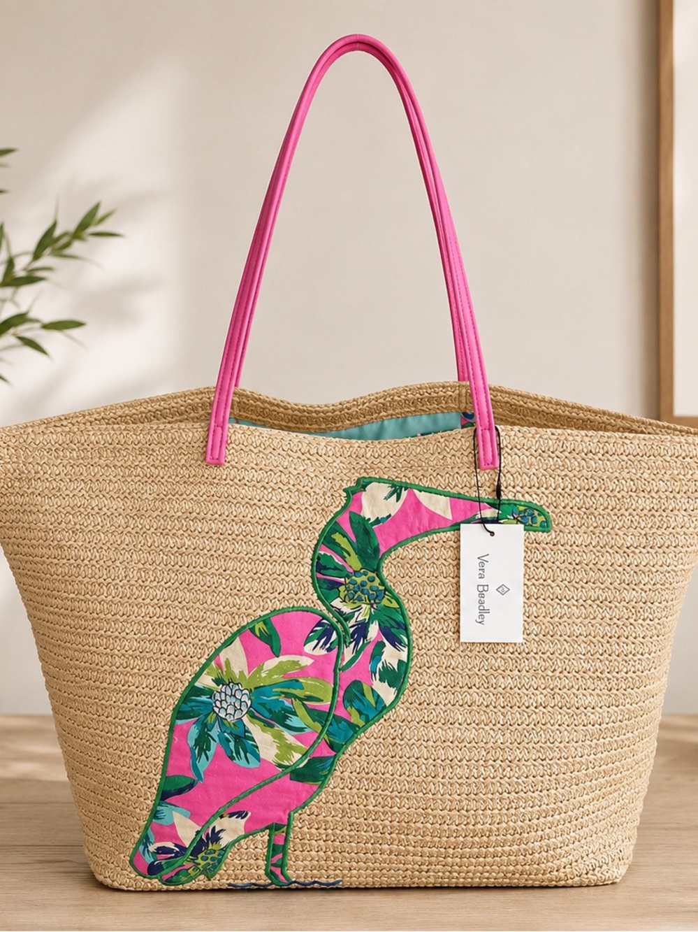 Vera Bradley Flamingo Beach Tote Large Travel Bag - Picture 13 of 14